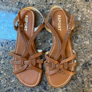 Brand new size 7 1/2 brown strappy flat sandals